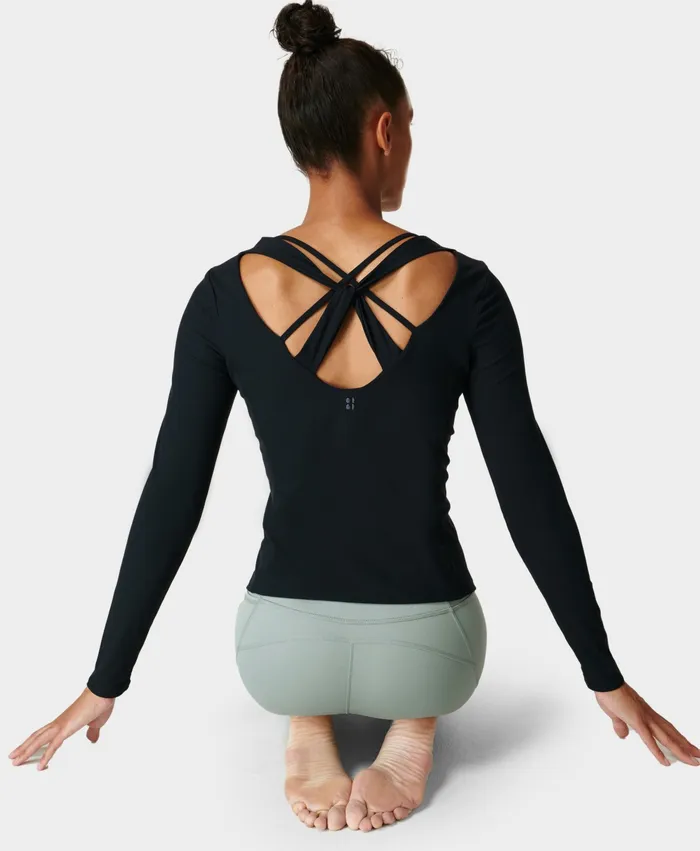 Long Sleeve Tops Super Soft Rib Yoga Long Sleeve Top Black 8211 Sweaty Betty Women