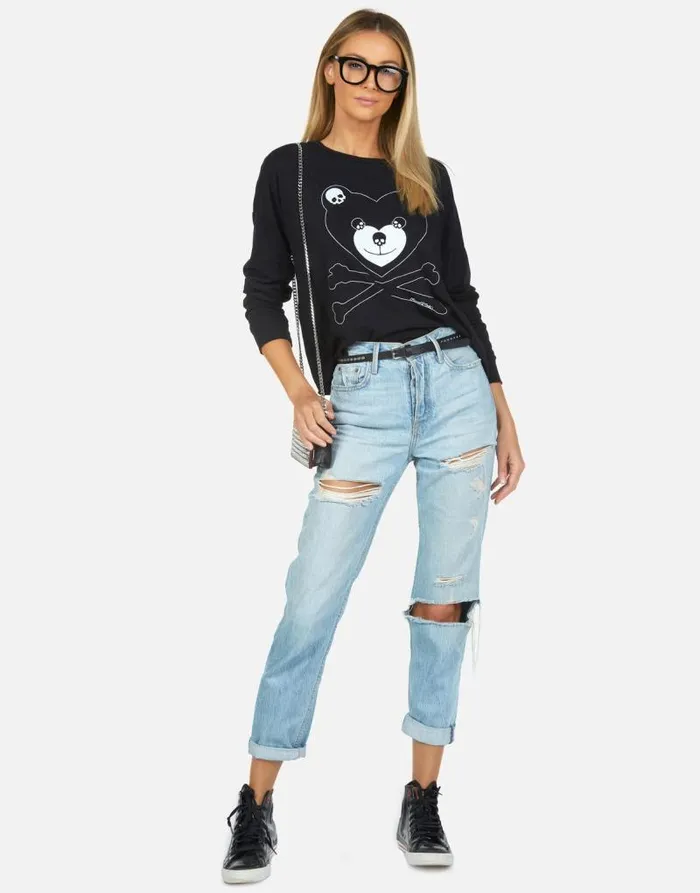 Lori Skull Love Bear Black Women Lauren Moshi Long Sleeve