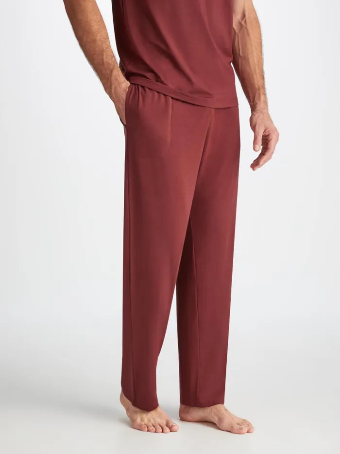 Lounge Pants Men Derek Rose Lounge Pants Basel Micro Modal Stretch Burgundy