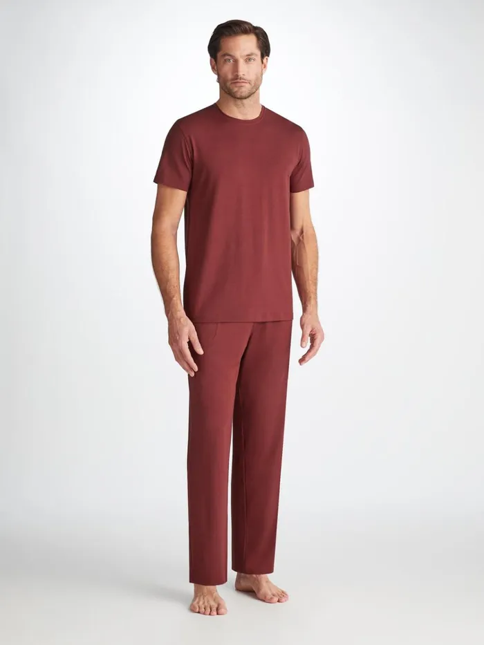 Lounge Pants Men Derek Rose Lounge Pants Basel Micro Modal Stretch Burgundy
