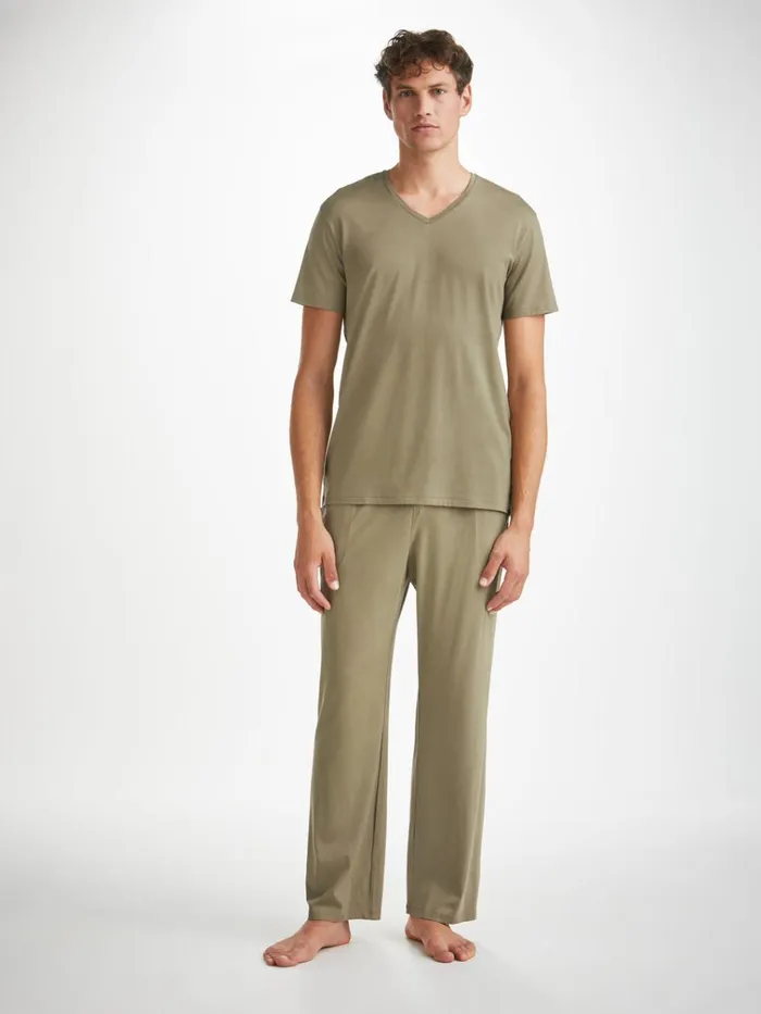Lounge Pants Men Derek Rose Lounge Pants Basel Micro Modal Stretch Khaki