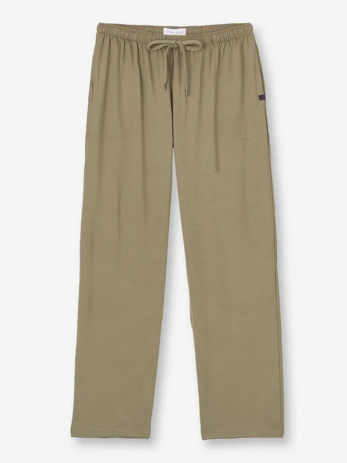 Lounge Pants Men Derek Rose Lounge Pants Basel Micro Modal Stretch Khaki