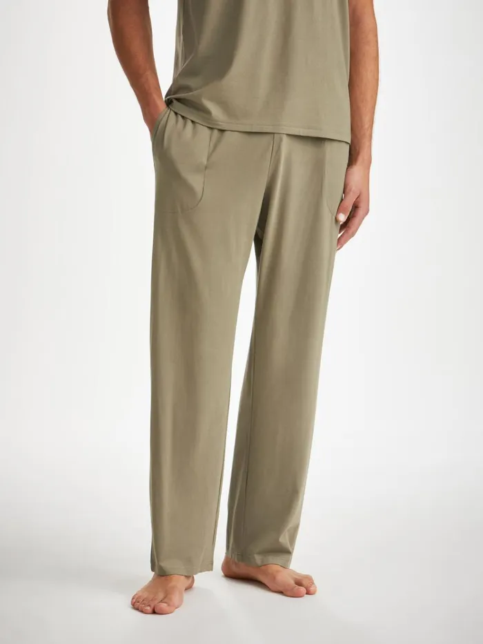 Lounge Pants Men Derek Rose Lounge Pants Basel Micro Modal Stretch Khaki