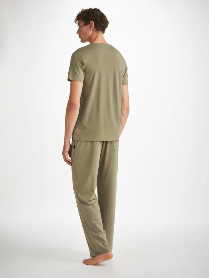 Lounge Pants Men Derek Rose Lounge Pants Basel Micro Modal Stretch Khaki