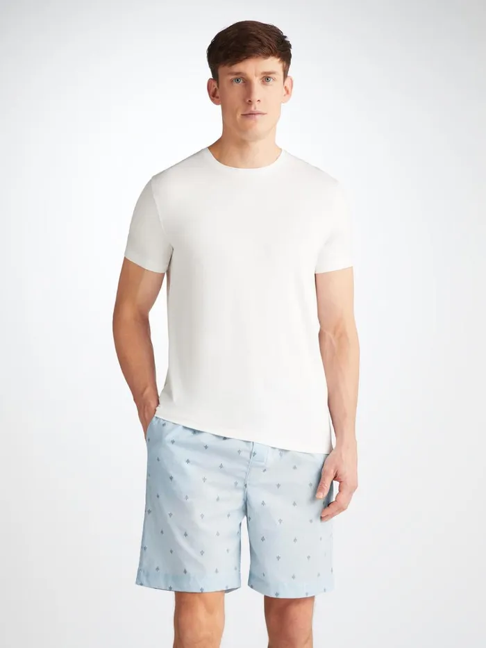 Lounge Shorts Men Derek Rose Lounge Shorts Nelson 100 Cotton Batiste Blue
