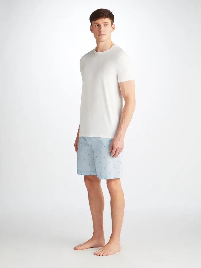Lounge Shorts Men Derek Rose Lounge Shorts Nelson 100 Cotton Batiste Blue