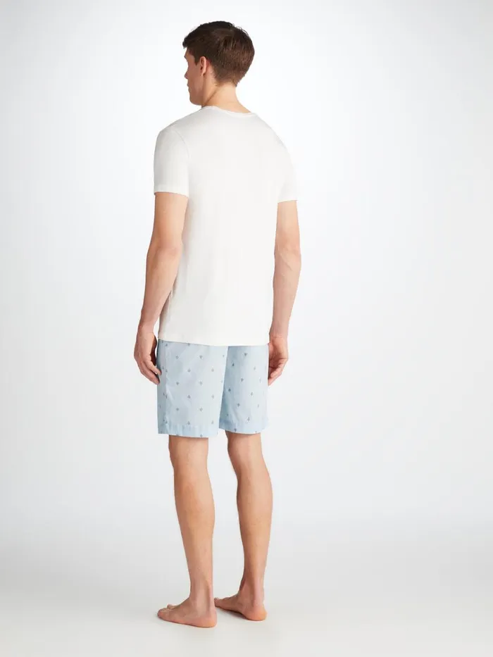 Lounge Shorts Men Derek Rose Lounge Shorts Nelson 100 Cotton Batiste Blue