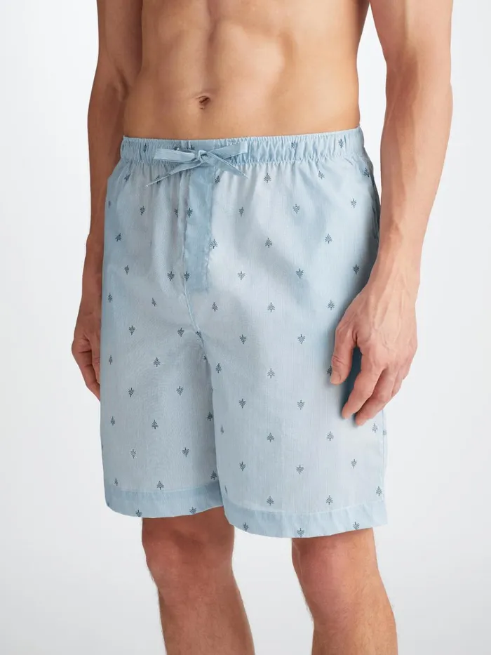 Lounge Shorts Men Derek Rose Lounge Shorts Nelson 100 Cotton Batiste Blue