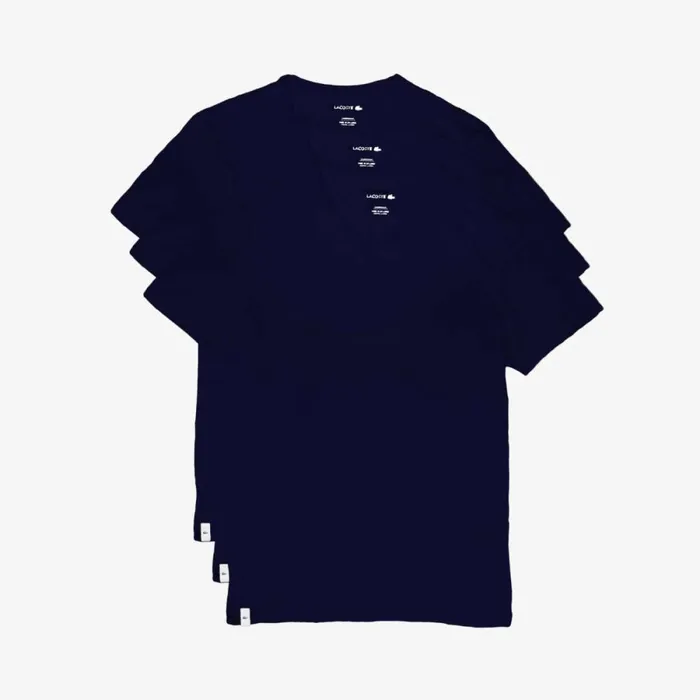 Loungewear and Pajamas Men Lacoste 3Pack Slim Fit V Neck Tshirts Navy Blue 166