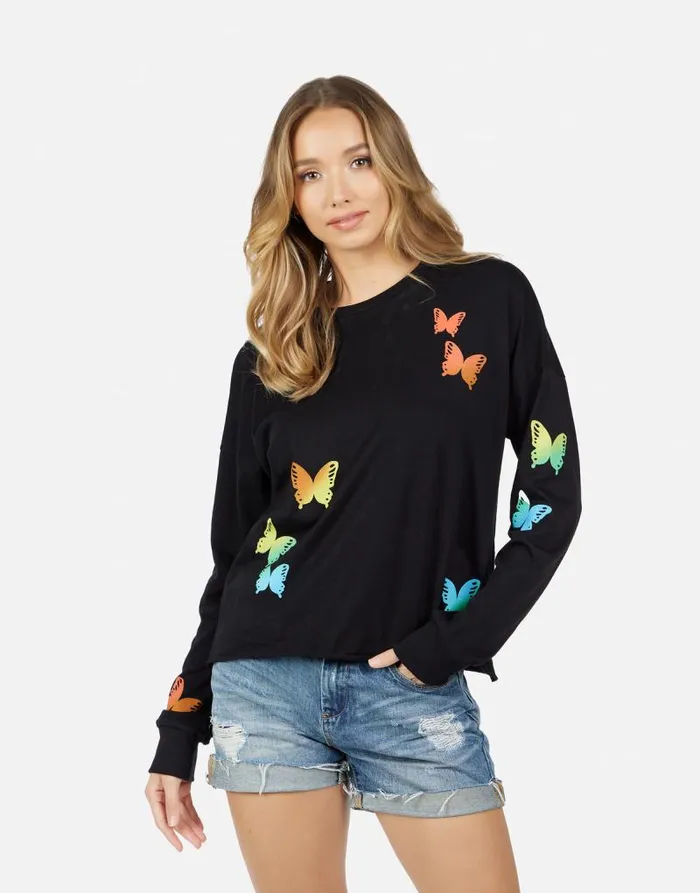 Luella Rainbow Butterflies Black Women Lauren Moshi Long Sleeve