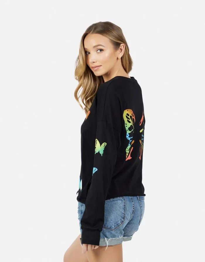 Luella Rainbow Butterflies Black Women Lauren Moshi Long Sleeve