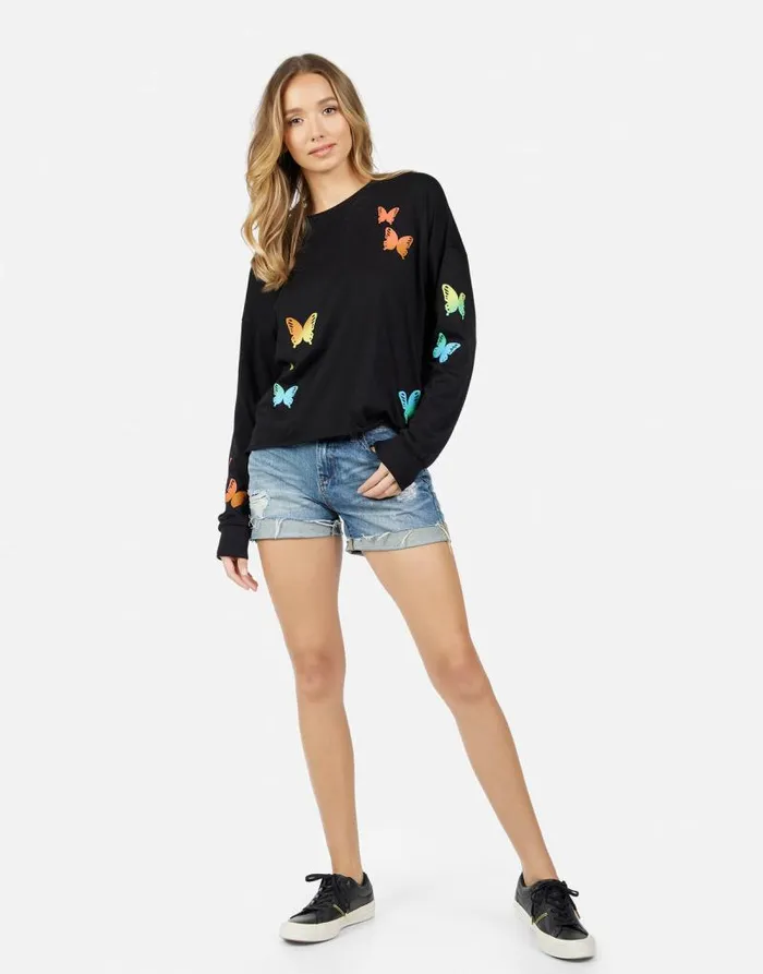 Luella Rainbow Butterflies Black Women Lauren Moshi Long Sleeve