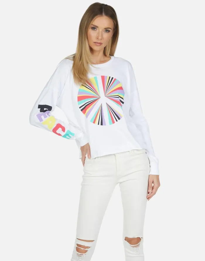 Luella Rainbow Ray Peace White Women Lauren Moshi Long Sleeve