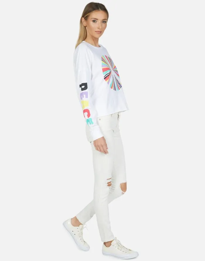 Luella Rainbow Ray Peace White Women Lauren Moshi Long Sleeve
