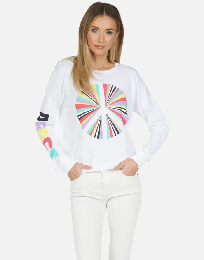 Luella Rainbow Ray Peace White Women Lauren Moshi Long Sleeve