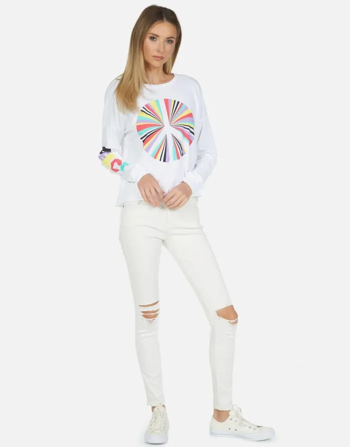 Luella Rainbow Ray Peace White Women Lauren Moshi Long Sleeve