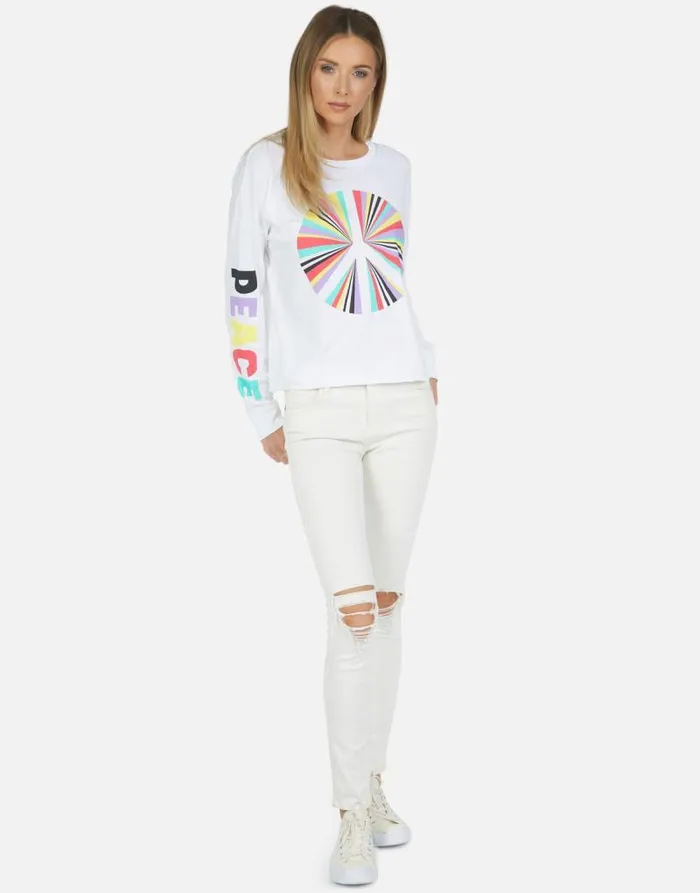 Luella Rainbow Ray Peace White Women Lauren Moshi Long Sleeve