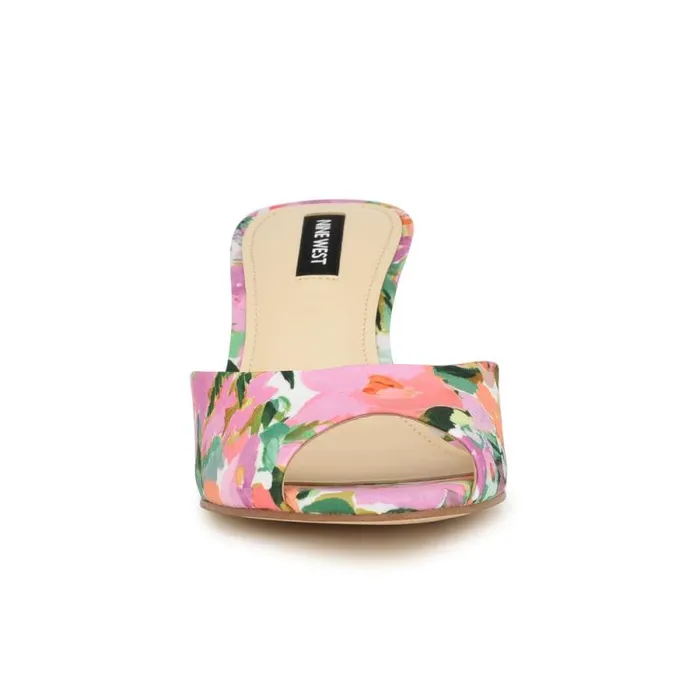 Luvlie Heeled Slide Sandals Pink Floral Women Nine West Sandals Luvlie Heeled Slide Sandals Pink Floral Women Nine West Sandals
