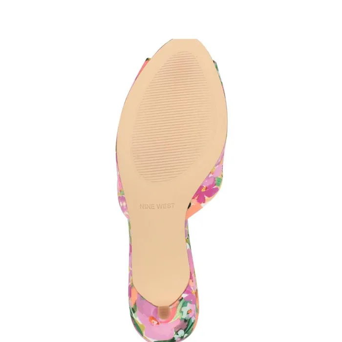 Luvlie Heeled Slide Sandals Pink Floral Women Nine West Sandals Luvlie Heeled Slide Sandals Pink Floral Women Nine West Sandals