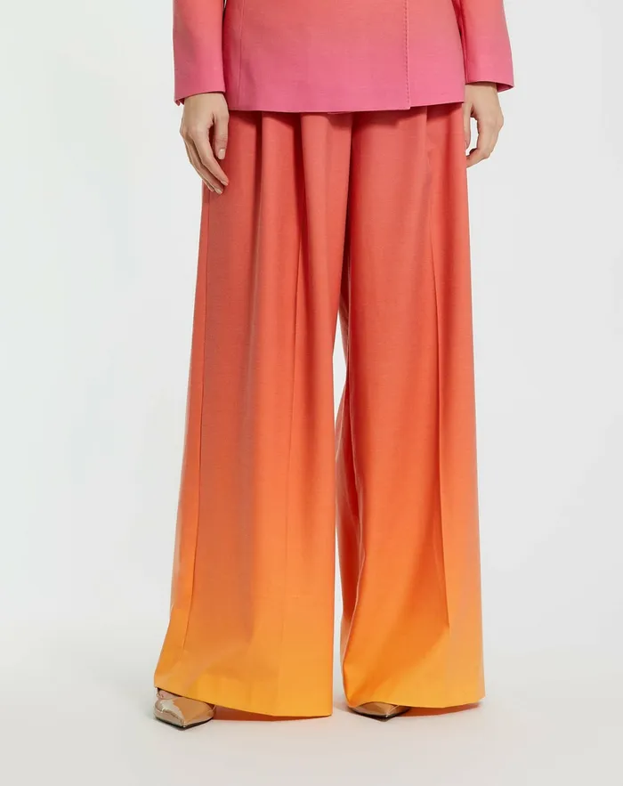 Mac Duggal Pants Women Ombre Crepe Wide Leg Trouser Pant 8211 FINAL SALE Sunset Ombre