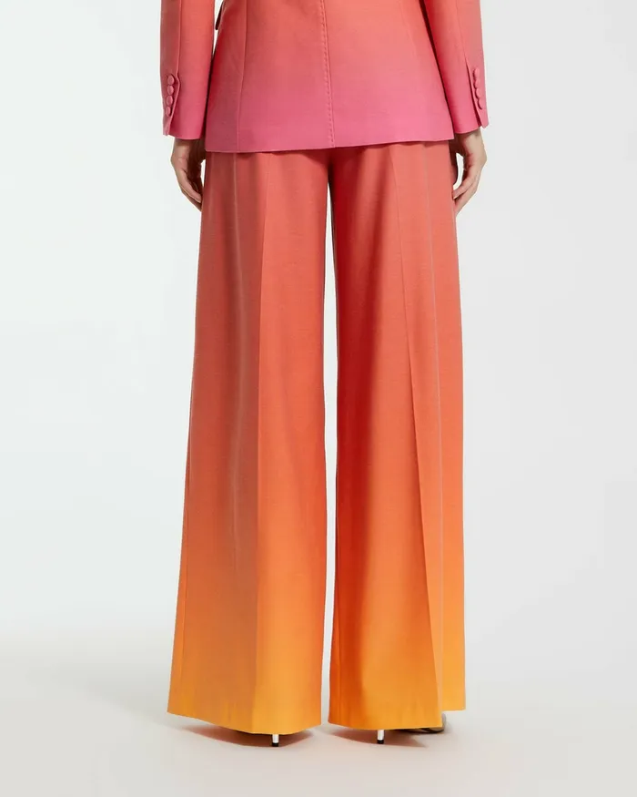 Mac Duggal Pants Women Ombre Crepe Wide Leg Trouser Pant 8211 FINAL SALE Sunset Ombre