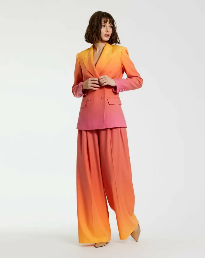 Mac Duggal Pants Women Ombre Crepe Wide Leg Trouser Pant 8211 FINAL SALE Sunset Ombre