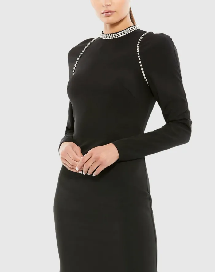 Mac Duggal Raglan Long Sleeve High Neck Gown Black Women Best Sellers Mac Duggal Raglan Long Sleeve High Neck Gown Black Women Best Sellers