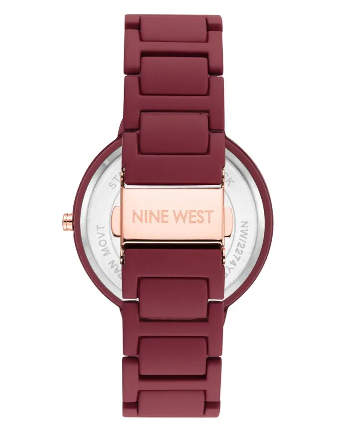 Marbleized Dial Bracelet Watch Burgundyrose Gold Women Nine West Straps Marbleized Dial Bracelet Watch Burgundyrose Gold Women Nine West Straps