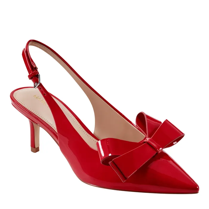 Marc Fisher Allon Bow Slingback Pump Red Patent Women Heels and Pumps