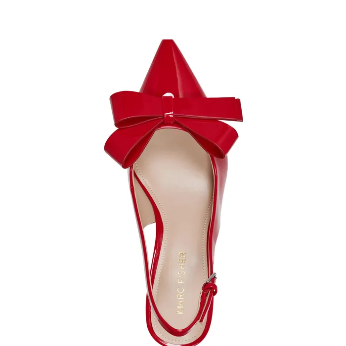 Marc Fisher Allon Bow Slingback Pump Red Patent Women Heels and Pumps