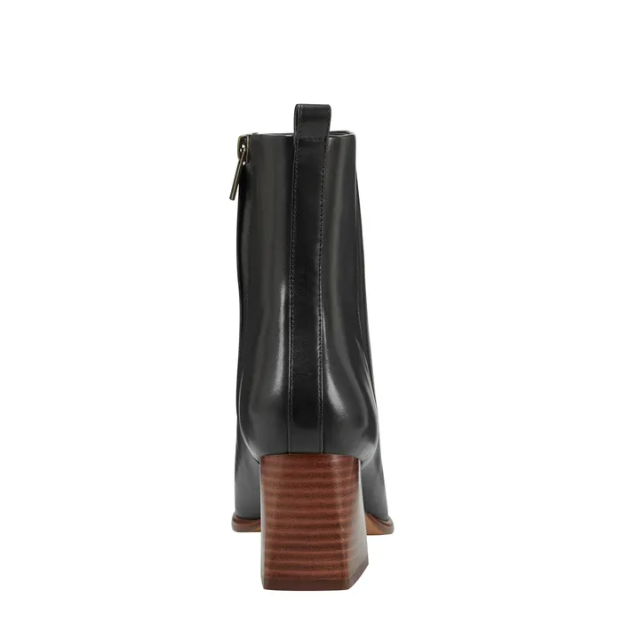 Marc Fisher Floria Square Toe Bootie Black Leather Women Boots and Booties