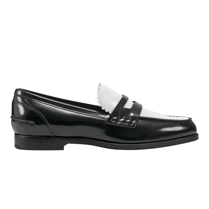 Marc Fisher Loafers and Flats Women Milton Loafer BlackWhite Leather