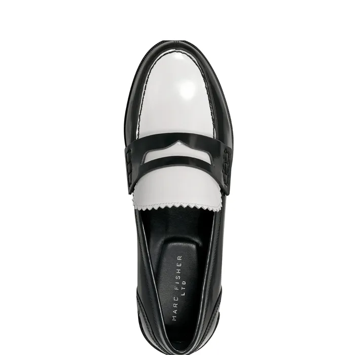 Marc Fisher Loafers and Flats Women Milton Loafer BlackWhite Leather