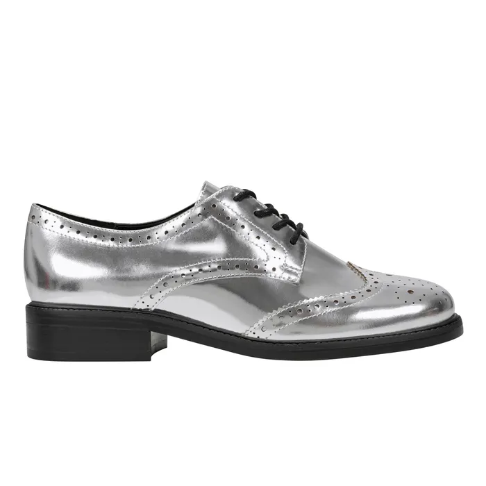 Marc Fisher Loafers and Flats Women Perrie LaceUp Oxford Silver Leather