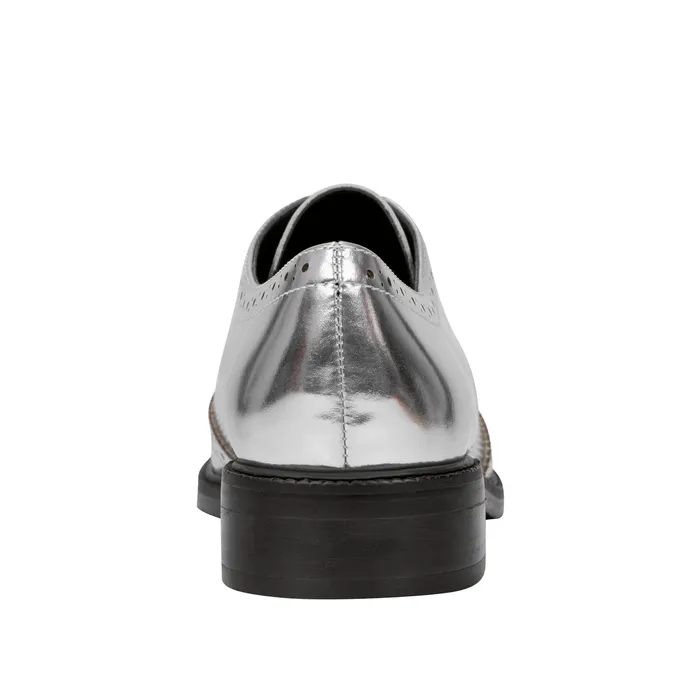 Marc Fisher Loafers and Flats Women Perrie LaceUp Oxford Silver Leather
