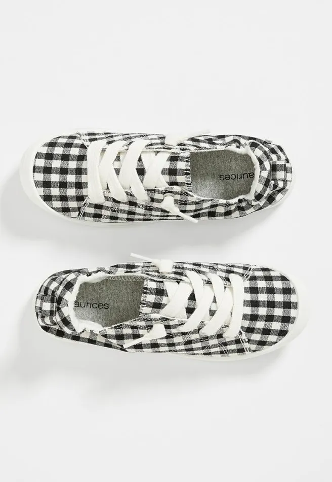 Mariah Gingham Scrunch Back Sneaker Women Maurices Flats and Sneakers