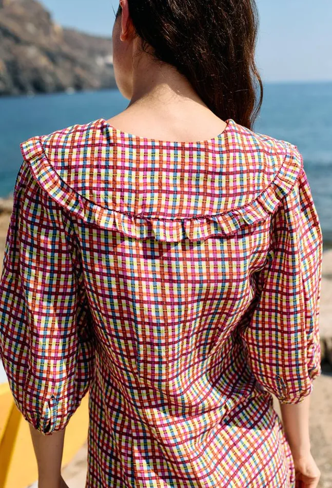 Mariana Plaid Linen Blend Mini Dress Women Ciao Lucia Mini Dresses