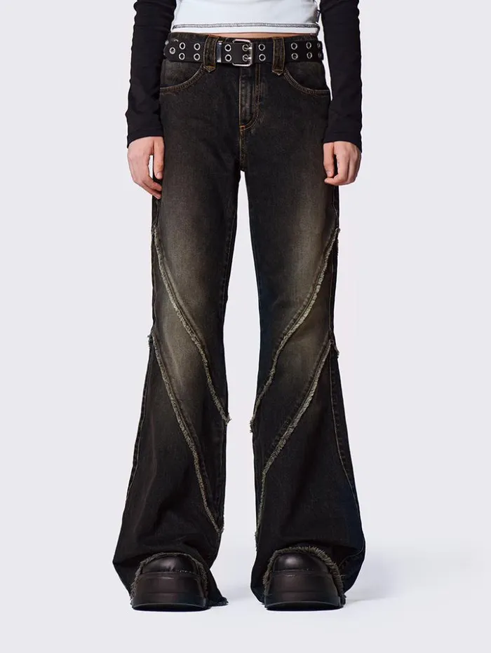 Marla Black Distressed Flare Jeans Women Minga London Bottoms