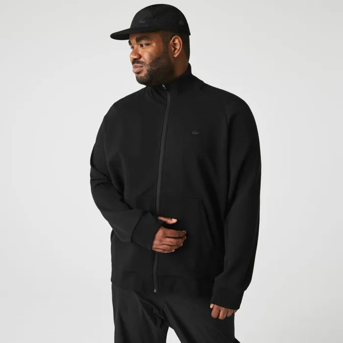 Matching Sets Men Lacoste Mens Cotton Blend ZipUp Sweatshirt Black 031