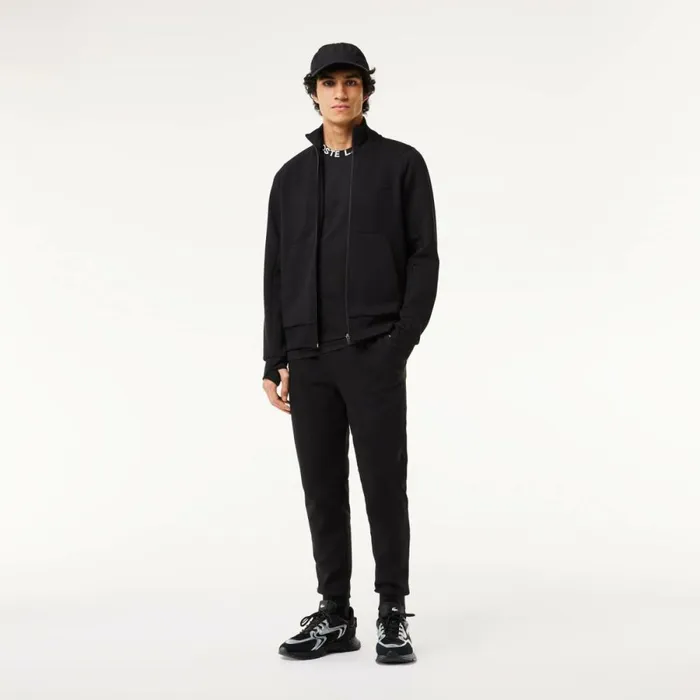 Matching Sets Men Lacoste Mens Cotton Blend ZipUp Sweatshirt Black 031