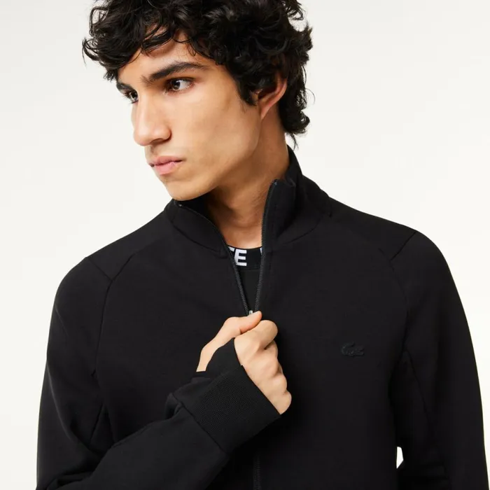 Matching Sets Men Lacoste Mens Cotton Blend ZipUp Sweatshirt Black 031