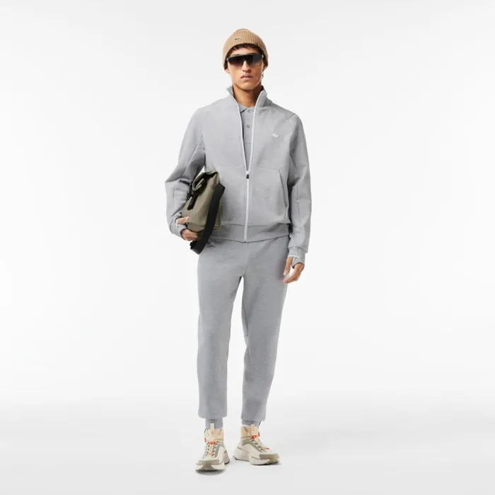 Matching Sets Men Lacoste Mens Cotton Blend ZipUp Sweatshirt Grey Chine Cca