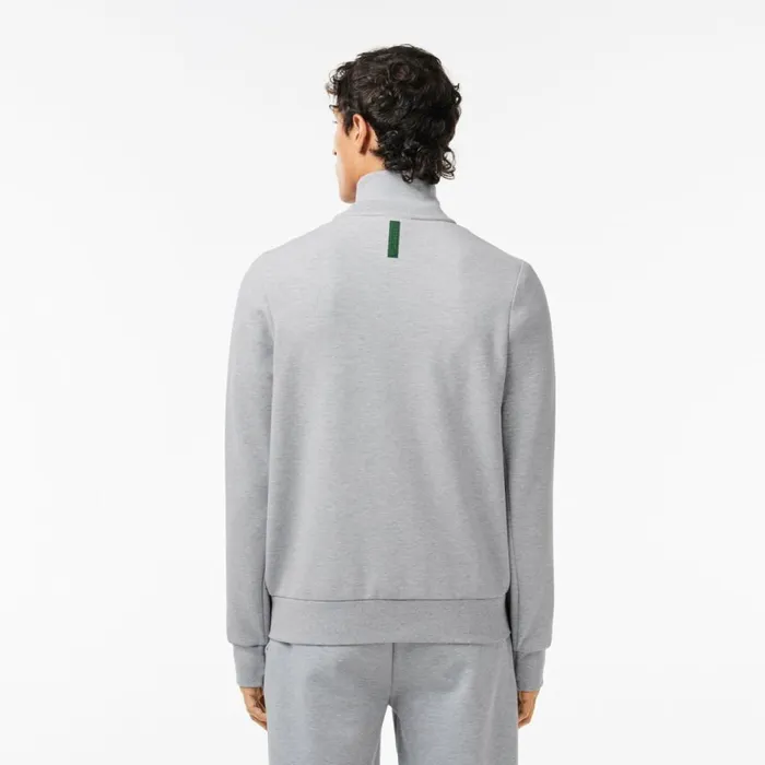 Matching Sets Men Lacoste Mens Cotton Blend ZipUp Sweatshirt Grey Chine Cca