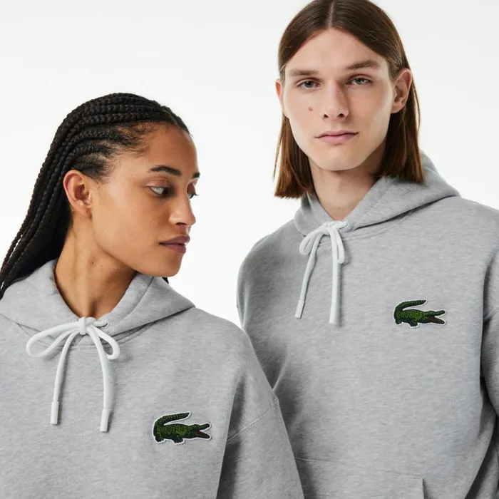 Matching Sets MenWomen Lacoste Unisex Loose Fit Hoodie Grey Chine Cca