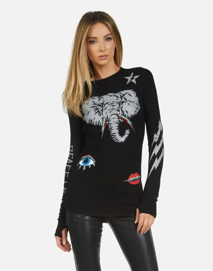 McKinley Elephant Elements Black Women Lauren Moshi Long Sleeve