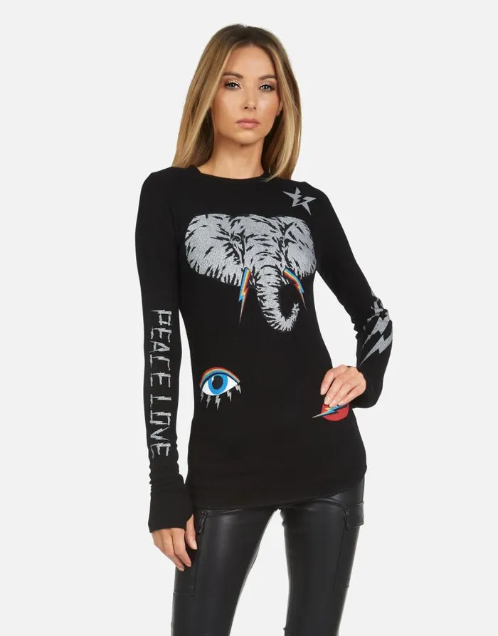 McKinley Elephant Elements Black Women Lauren Moshi Long Sleeve