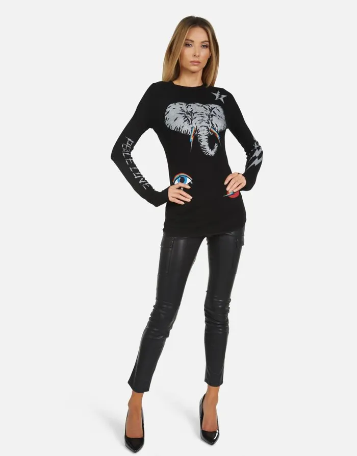 McKinley Elephant Elements Black Women Lauren Moshi Long Sleeve