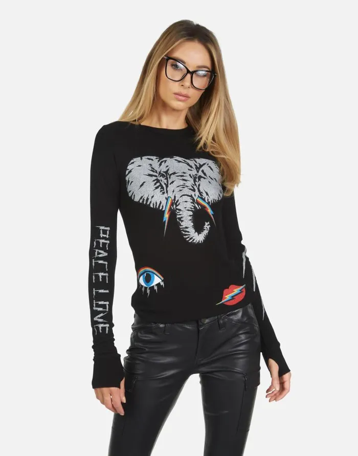 McKinley Elephant Elements Black Women Lauren Moshi Long Sleeve