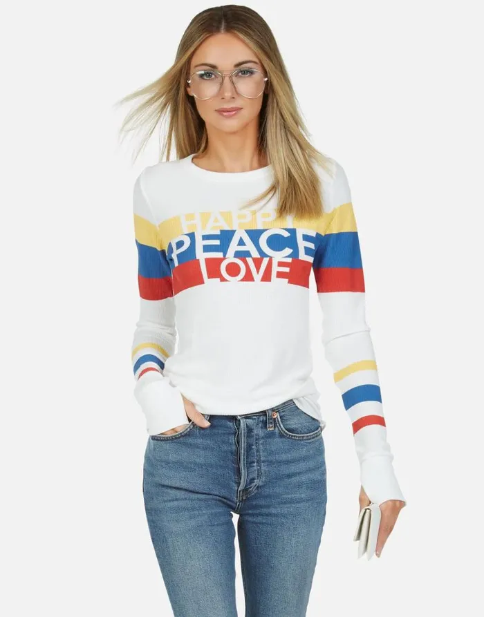 McKinley Happy Peace Love Milk Women Lauren Moshi Long Sleeve