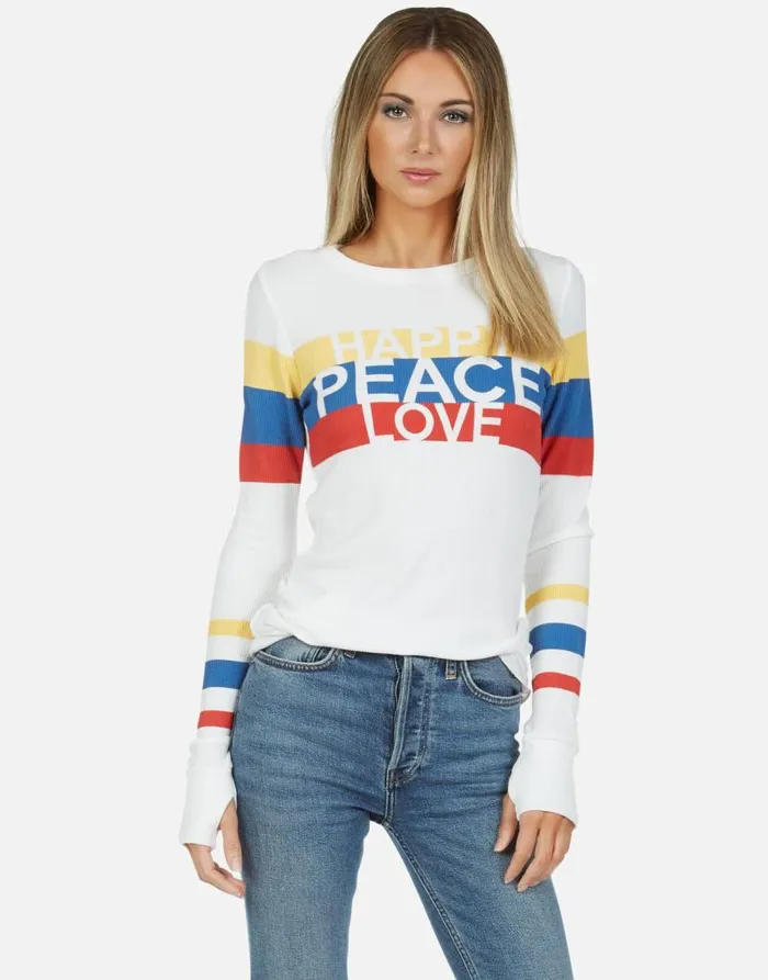 McKinley Happy Peace Love Milk Women Lauren Moshi Long Sleeve